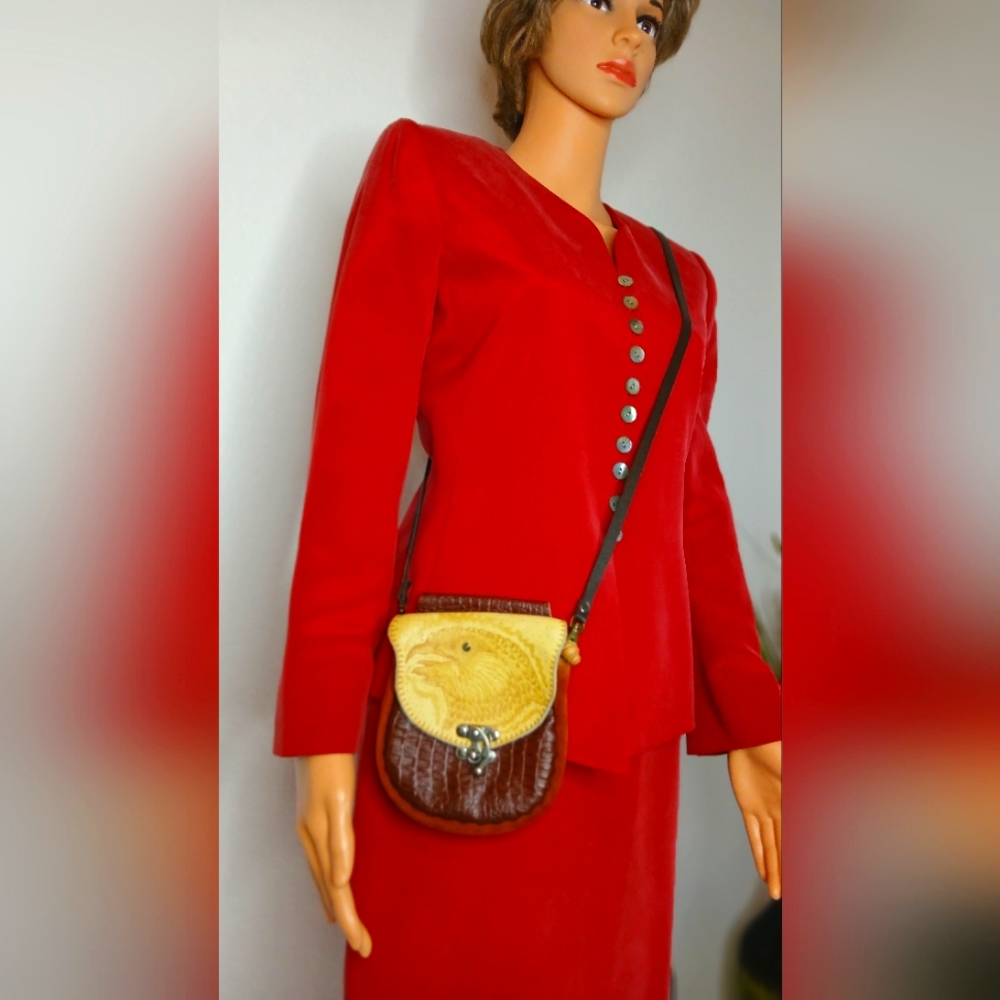 Vintage Black Eagle Leather Crossbody Purse good for Easter and any occa…